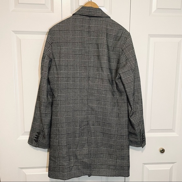 INC Glen Plaid Pea Coat Black White Embellished Small Rose Embroidery - Picture 3 of 12